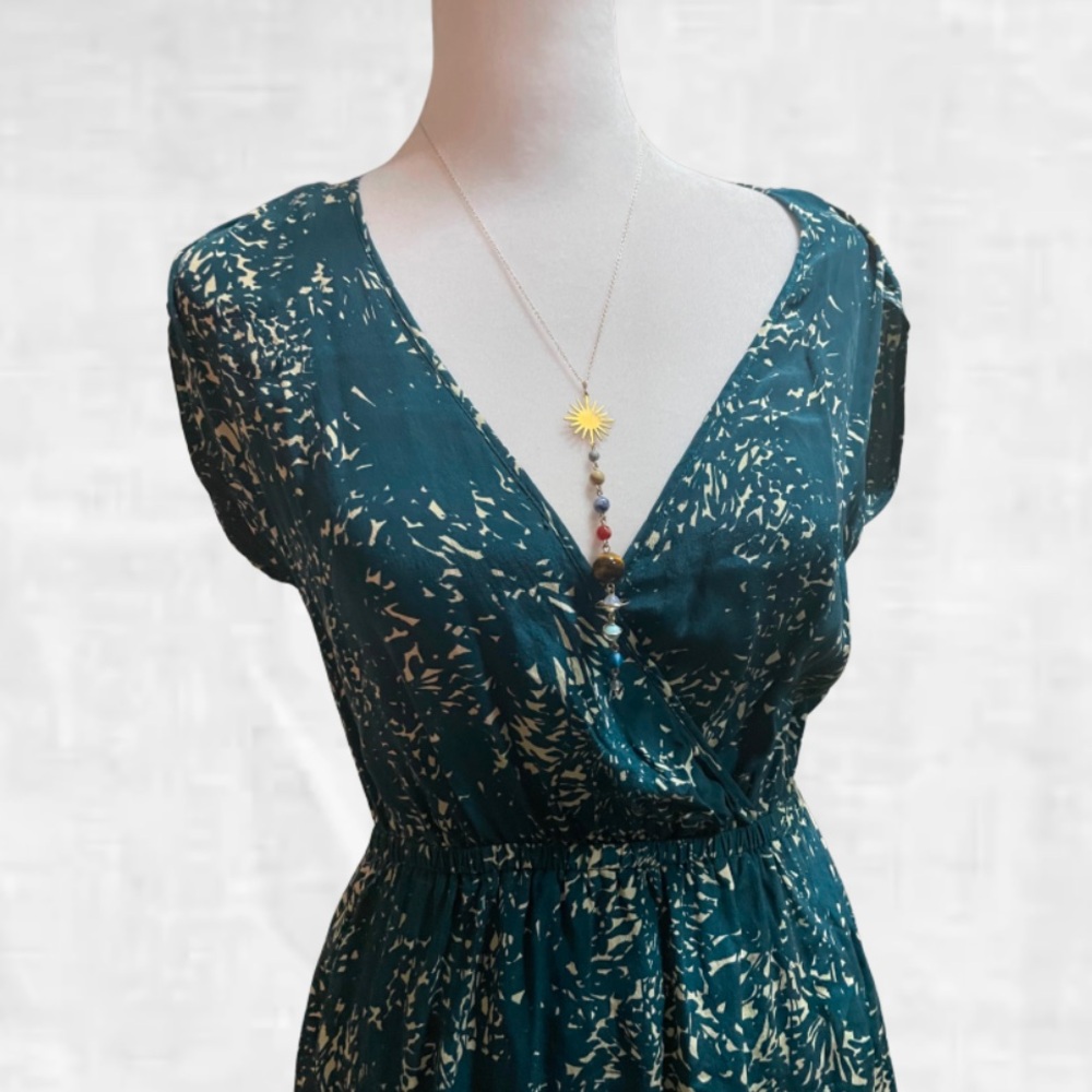 KIMCHI BLUE ANTHROPOLOGIE blue & white floral V-neck Elastic Waist Mini-Dress XS